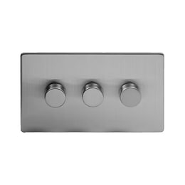 The Lombard Collection Brushed Chrome 3 Gang 400W LED Dimmer Switch