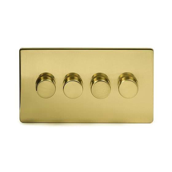 The Savoy Collection Brushed Brass 4 Gang 400W LED Dimmer Switch