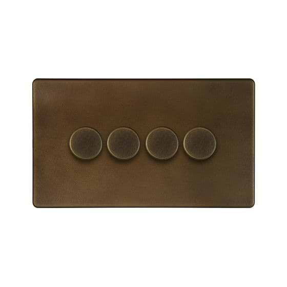 The Westminster Collection Vintage Brass 4 Gang 400W LED Dimmer Switch