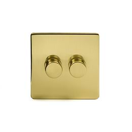 Soho Lighting Brushed Brass 2 Gang 1000W DC1-10V Dimmer Switch