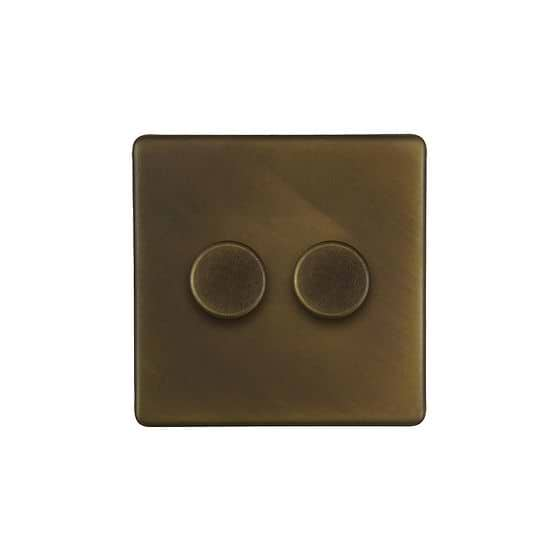 The Westminster Collection Vintage Brass 2 Gang 1000W DC1-10V Dimmer Switch