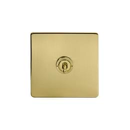 The Savoy Collection Brushed Brass 1 Gang 2 Way Toggle Switch Screwless