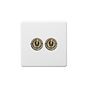 Soho Lighting Primed Paintable 2 Gang Toggle Switch 2-Way with Antique Brass Switch