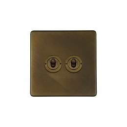 The Westminster Collection Vintage Brass 2 Gang 2 Way Toggle Switch