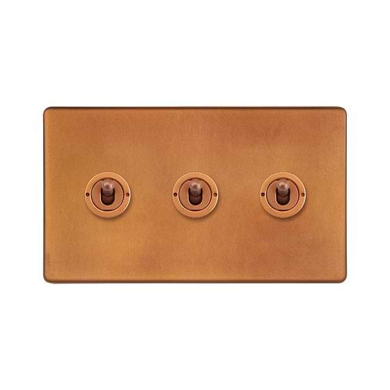 The Chiswick Collection Antique Copper 3 Gang 2 Way Toggle Switch