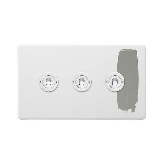 Soho Lighting Primed Paintable 3 Gang 2 Way Toggle Switch with White Switch