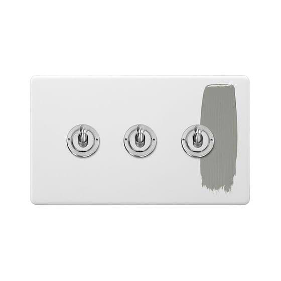 Soho Lighting Primed Paintable 3 Gang 2 Way Toggle Switch with Brushed Chrome Switch