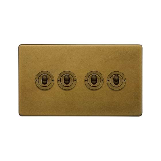 The Belgravia Collection Old Brass Period 4 Gang 2 Way Toggle Switch