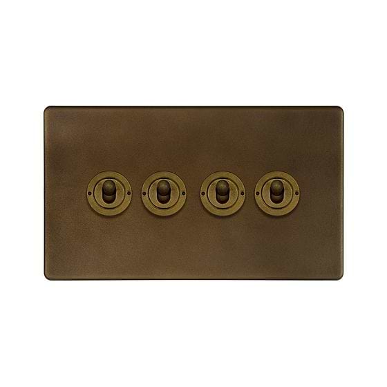 Vintage Brass 4 Gang Toggle Light Switch