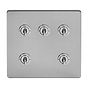 Soho Lighting Brushed Chrome 5 Gang Toggle Light Switch 20A 2 Way Screwless