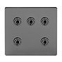 Soho Lighting Black Nickel 5 Gang Toggle Light Switch 20A 2 Way Screwless