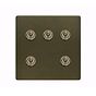 The Eton Collection Bronze 5 Gang Toggle Light Switch 20A 2 Way Screwless 
