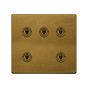 The Belgravia Collection Old Brass 5 Gang Toggle Light Switch 20A 2 Way