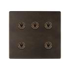 Vintage Brass 5 Gang Toggle Switch
