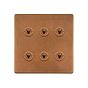 The Chiswick Collection Antique Copper 6 Gang Toggle Light Switch 20A 2 Way