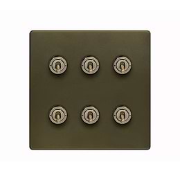 The Eton Collection Bronze 6 Gang Toggle Light Switch 20A 2 Way Screwless