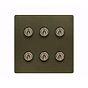 The Eton Collection Bronze 6 Gang Toggle Light Switch 20A 2 Way Screwless