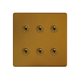 Antique Gold 6 Gang Toggle Switch
