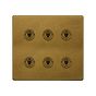 The Belgravia Collection Old Brass 6 Gang Toggle Light Switch 20A 2 Way