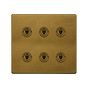 The Belgravia Collection Old Brass 6 Gang Toggle Light Switch 20A 2 Way