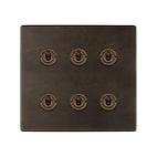 Vintage Brass 6 Gang Toggle Switch
