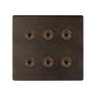 The Westminster Collection Vintage Brass 6 Gang Toggle Light Switch 20A 2 Way