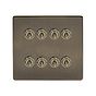 The Charterhouse Collection Antique Brass 8 Gang Toggle Light Switch 20A 2 Way Screwless