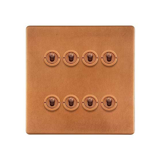 The Chiswick Collection Antique Copper 8 Gang Toggle Light Switch 20A 2 Way
