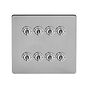 Soho Lighting Brushed Chrome 8 Gang Toggle Light Switch 20A 2 Way Screwless