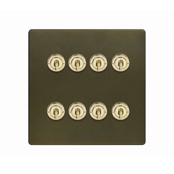 Bronze and Brass 8 Gang Toggle Switch
