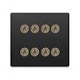 Matt Black and Antique Brass 8 Gang Toggle Switch