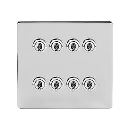 Soho Lighting Polished Chrome 8 Gang Toggle Light Switch 20A 2 Way Screwless