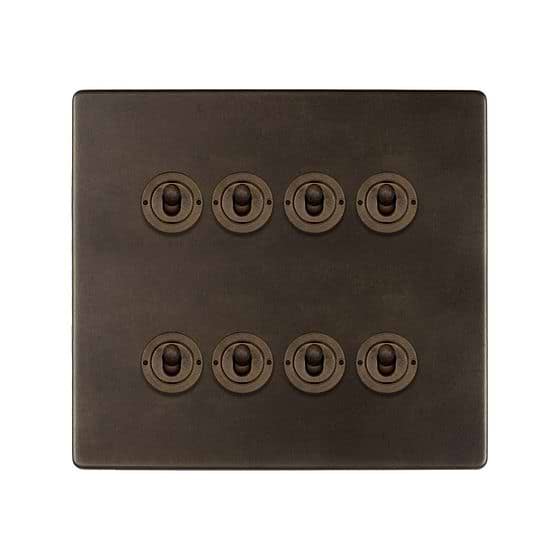 The Westminster Collection Vintage Brass 8 Gang Toggle Light Switch 20A 2 Way