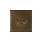 The Westminster Collection Vintage Brass 2 Gang Intermediate Toggle Switch