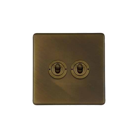 The Westminster Collection Vintage Brass 2 Gang Intermediate Toggle Switch