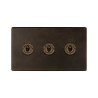 The Westminster Collection Vintage Brass 3 Gang Intermediate Toggle Switch