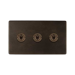 The Westminster Collection Vintage Brass 3 Gang Intermediate Toggle Switch