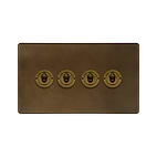 The Westminster Collection Vintage Brass 4 Gang Intermediate Toggle Switch