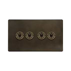 The Westminster Collection Vintage Brass 4 Gang Intermediate Toggle Switch