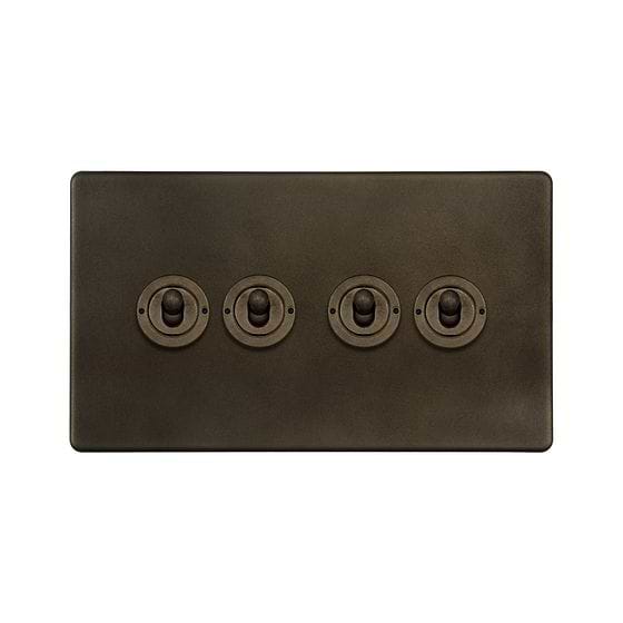 The Westminster Collection Vintage Brass 4 Gang Intermediate Toggle Switch