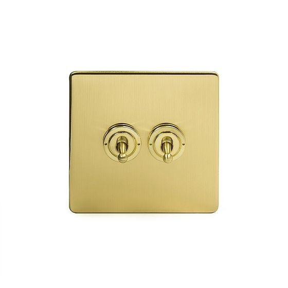 The Savoy Collection Brushed Brass 2 Gang Toggle (1x20A 2 Way Switch, 1xIntermediate) 