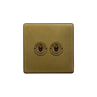 The Belgravia Collection Old Brass 2 Gang Intermediate & 2 Way Toggle Switch
