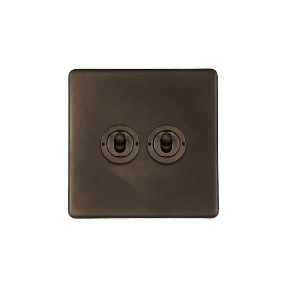 The Westminster Collection Vintage Brass 2 Gang Intermediate & 2 Way Toggle Switch