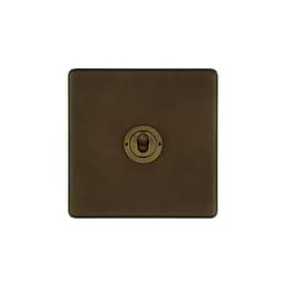 The Westminster Collection Vintage Brass 1 Gang Retractive Toggle Switch