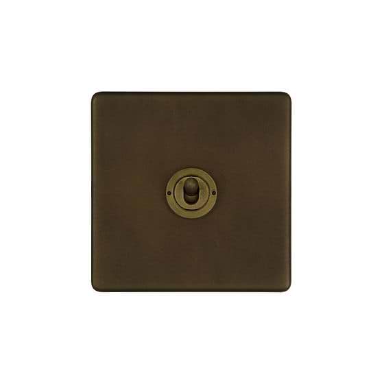 The Westminster Collection Vintage Brass 1 Gang Retractive Toggle Switch