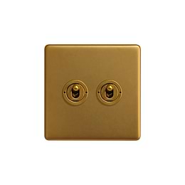 The Sloane Collection Antique Gold 2 Gang Retractive Toggle Switch