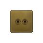 The Belgravia Collection Old Brass 2 Gang Retractive Toggle Switch