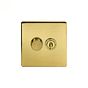 The Savoy Collection Brushed Brass 2 Gang Dimmer and Toggle Switch Combo (1x150W LED Dimmer 1x20A 2 Way Toggle)