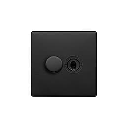 The Camden Collection Matt Black 2 Gang Dimmer and Toggle Switch Combo (1 x 2 Way Intelligent Dimmer 1 x 20A 2 Way Toggle)