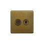 The Belgravia Collection Old Brass 2 Gang Dimmer and Toggle Switch Combo (1x150W LED Dimmer 1x20A 2 Way Toggle)